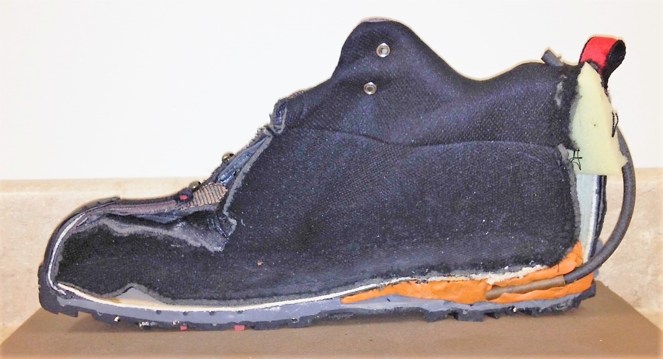 This is a replica of the 2001 bomb concealed in a terrorist’s shoe. (TSA photo)