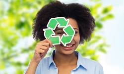 Woman with recycle logo