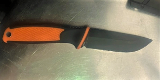 TSA officers detected this handgun and knife (below) in a traveler’s carry-on bag at one of the security checkpoints at Newark Liberty International Airport security checkpoint on Nov. 17. (TSA photo)