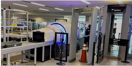 Computed tomography scanners at the Buffalo Niagara International Airport security checkpoint. (TSA photo)