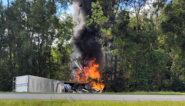 Semi crash along I-10 near Live Oak, Florida. (Photo by Tim Knox)