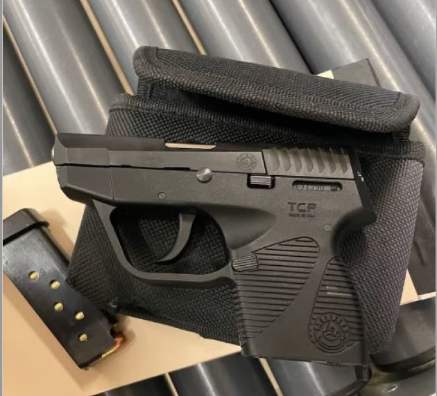 TSA officers at Philadelphia International Airport stopped a Hamburg, Pa., woman with this loaded handgun among her carry-on items March 22. (TSA photo)
