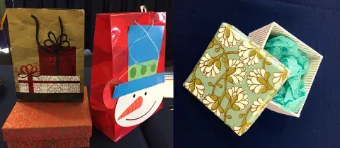 Use of gift boxes and gift bags are recommended for traveling with gifts. (TSA photos) 