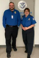 Buffalo Niagara International Airport Supervisory Officer William Brand and Officer Marie Benny (Photo courtesy of TSA BUF)