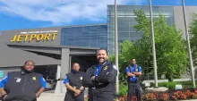 Los Angeles International Airport Supervisory TSA Officer Christopher Rosa (front center) voluntarily deployed to Portland, Maine. (TSA photo) 