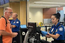 Lead TSA Officer Patricia Vargas-Castaneda works the frontlines, helping travelers safely get to their destinations. (Photo courtesy of Jamie Aitken)