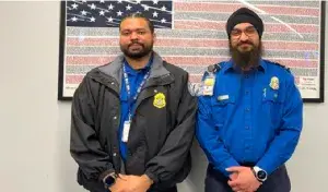  Burlington International Airport STSOs Zacare Orsborn and Akashdeep Bajwa (TSA photo)