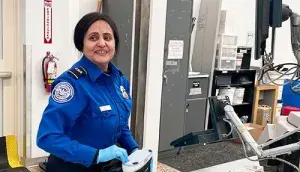 A vigilant DEN TSA Officer Deepika Jassal at the checkpoint (Photo by Kevin Rarick) 
