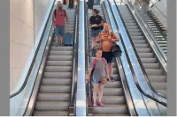 The escalator at Ronald Reagan Washington National Airport where a passenger fell (TSA photo).