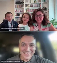 The Faundez family during a video call with TSA.