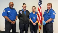 MOT TSA Officers Charles Epundu, Carly Swanson-Harris, Annette Seabolt and Tyrel Sollin. (Photo by Tanya Glodrey)