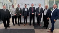 From left, TSA Attorney Felix Alvarez, LE/FAMS UAS expert Gustaf Anderson, LE/FAMS UAS Supervisory Federal Air Marshal Ryan Carr, LE/FAMS Flight Programs Branch Executive Director Serge Potapov, PPE Executive Director Rob Rottman, TSO Command Duty Officer Mark Mellinger, Interagency Airport Security Deputy Rob Tatum from the National Capital Region Coordination Center, LE/FAMS Transportation Security Operations Center Supervisory Air Marshal in Charge James “Toby” Punchard. (TSA photo)