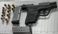 This loaded handgun was detected by TSA officers at Washington Dulles International Airport in April 2023.  (TSA photo)