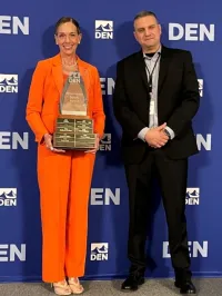 Sulynn Shepherd, Safety and Occupational Health Specialist left and Travis Krabbenhoft, DEN Director of Airport Safety (Photo by Carie Muirhead)