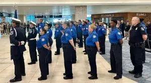 TSA officers commemorate the 22nd anniversary of 9/11 at Tampa International Airport (TPA). (TPA Facebook photo)