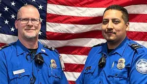 Boise Airport Supervisory TSA Officer Tony Finfrock (left) and TSA Officer Jacob Flores. (Photo courtesy of TSA BOI)