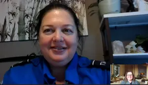 TSA Officer Tracy Kerbs and Program Analyst Victoria Schwab collaborate during a Microsoft Teams call. (Victoria Schwab photo)